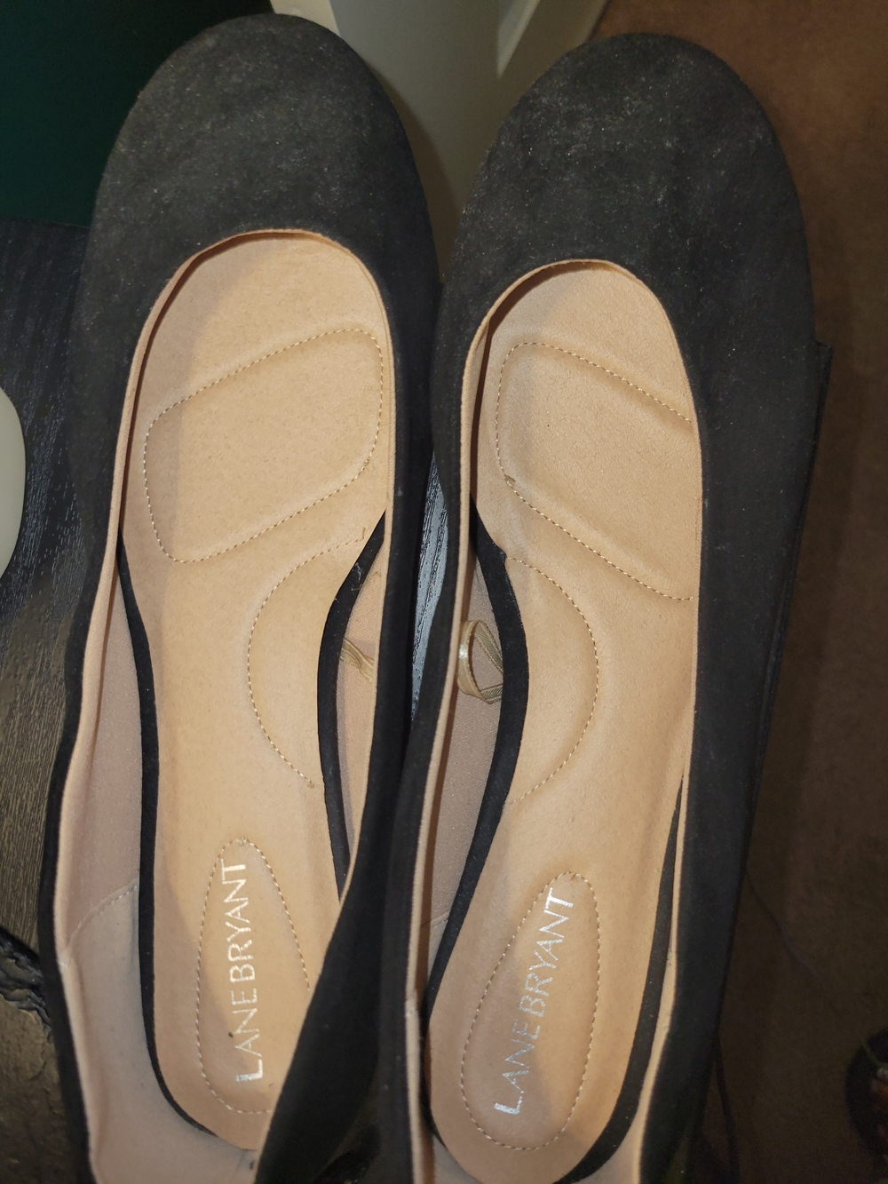 Lane Bryant Black Suede-Look Comfort Ballet Flats